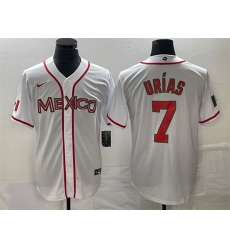 Men Mexico Baseball 7 Julio Ur EDas White 2023 World Baseball Classic Stitched Jersey 1