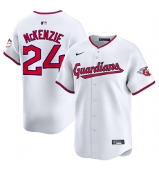 Men Cleveland Guardians 24 Triston McKenzie White Home Limited Stitched Baseball Jersey