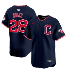 Men Cleveland Guardians 28 Tanner Bibee Navy 2025 Alternate Limited Stitched Baseball Jersey