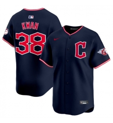 Men Cleveland Guardians 38 Steven Kwan Navy 2025 Alternate Limited Stitched Baseball Jersey