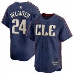 Men Cleveland Guardians Chase DeLauter 24 Navy Elite 2024 City Connect Jersey