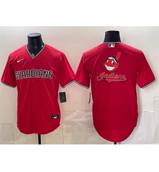 Men Cleveland Guardians Team Big Logo Red Cool Base Stitched Baseball Jersey