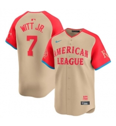 Men American League 7 Bobby Witt Jr  Cream 2024 All Star Limited Stitched Jersey