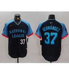 Men National League 37 Teoscar Hernandez Navy 2024 All Star Limited Stitched Baseball Jersey 5