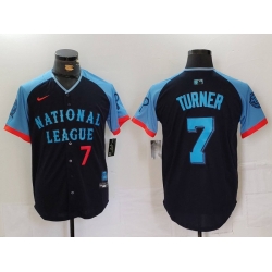 Men National League 7 Trea Turner Navy 2024 All Star Limited Stitched Baseball Jersey 8