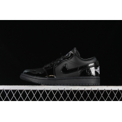 AIR JORDAN 1 LOW BLACK CROC BLACK WHITE METALLIC SILVER