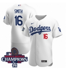 Youth Nike Los Angeles Dodgers Will Smith #16 White Flex Base 2024 World Series Champions Stitched MLB Jersey