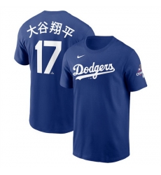 Men Los Angeles Dodgers 17 Shohei Ohtani Royal 2024 World Series Champions Name  26 Number T Shirt