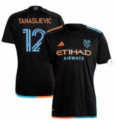 Men's New York City FC Strahinja Tanasijevic adidas Black 2024 24 7 Kit Replica Player Jersey