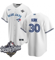 Men Toronto Blue Jays 30 Alejandro Kirk White Cool Base Stitched Jersey