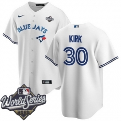 Men Toronto Blue Jays 30 Alejandro Kirk White Cool Base Stitched Jersey