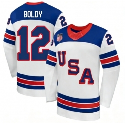 Men's USA #12 Matt Boldy White 2026 Stitched Jersey