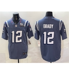 Men New England Patriots 12 Tom Brady Storm Blue 2025 F U S E With 6x Super Bowl Champions Patch Rivalries Vapor Limited Stitched Football Jersey Men New England Patriots 12 Tom Brady Storm Blue 2025 F U S E With 6x Super Bowl Champions Patch Rivalries Vapor Limited Stitched Football Jersey