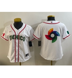Youth Mexico Baseball White 2026 World Baseball Classic Big Logo Home Stadium Stitched Baseball Jerseys