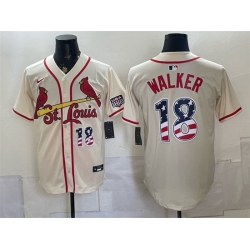 Men St  Louis Cardinals  18 Jordan Walker Cream USA 250 Fourth of July Stitched Baseball Jersey