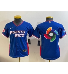 Youth Puerto Rico Baseball Royal 2026 World Baseball Classic Big Logo Road Stadium Stitched Baseball Jersey
