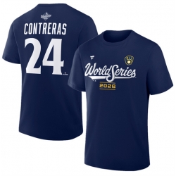 Men Milwaukee Brewers  24 William Contreras Navy 2026 World Series Name   Number T Shirt